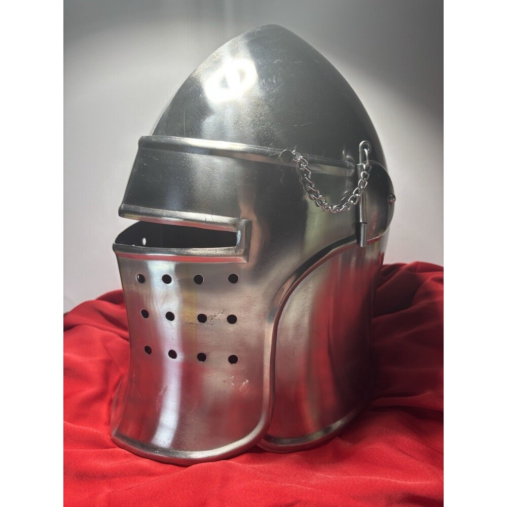 MEDIEVAL KNIGHT HELMET-GREAT HELM,STEEL,MAGNUS VISOR, FULL FACE ADJUSTABLE, LARP